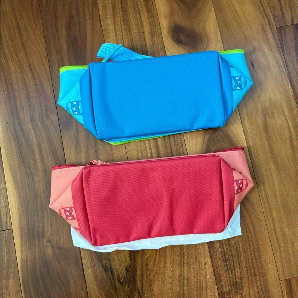 TRADER JOE’S BLUE & PEACH MINI INSULATED COOLER BAGS NWT BUNDLE OF 2